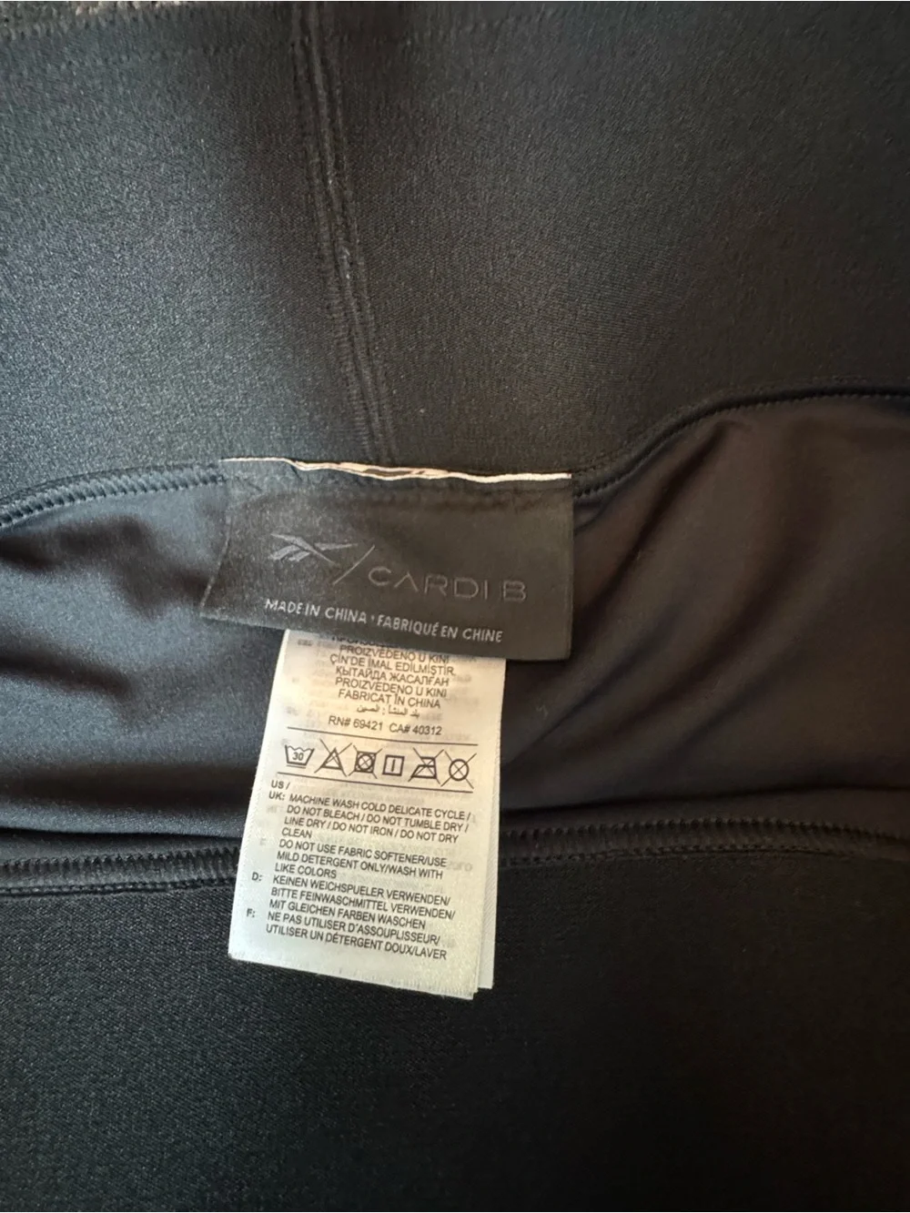 Reebok Black Cardi B Leggings with Reflective Dot Accents